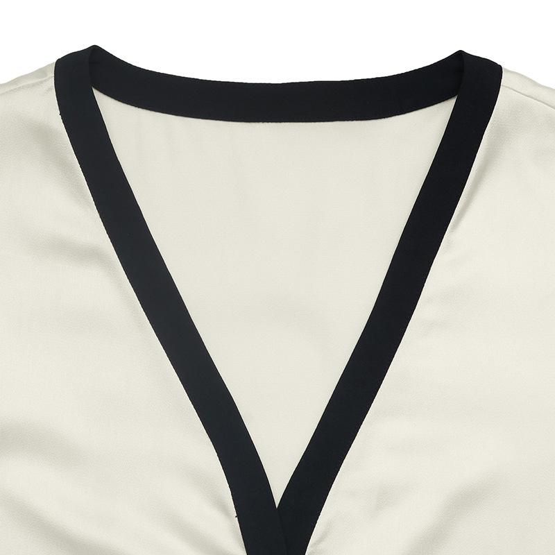 YYFS Dámská móda Ležérní Jaro Podzim Barevný blokový potisk Halenky a košile s dlouhým rukávem a výstřihem do V