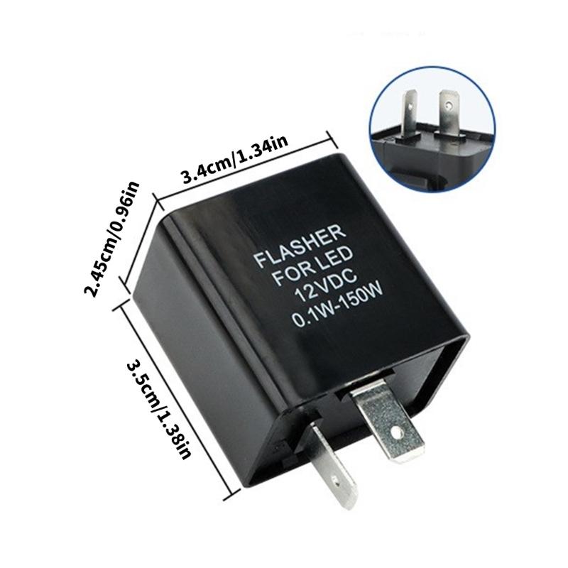 2 Pin LED Turn Signal Flasher 0.1W-150W Black Housing Replacement Part for Vehicle or Motorcycle Indicator Systems