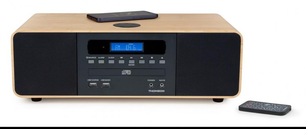 Thomson MIC202IBT Micro HiFi with Bluetooth and Inductive Phone Charger FM Radio with RDS Plays CD/MP3, Thomson