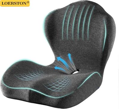 Sædepude til kontorstol Ergonomisk Memory Foam Sædepude med Rygstøtte til Stresslindring Lændestøtte Bil Kontor