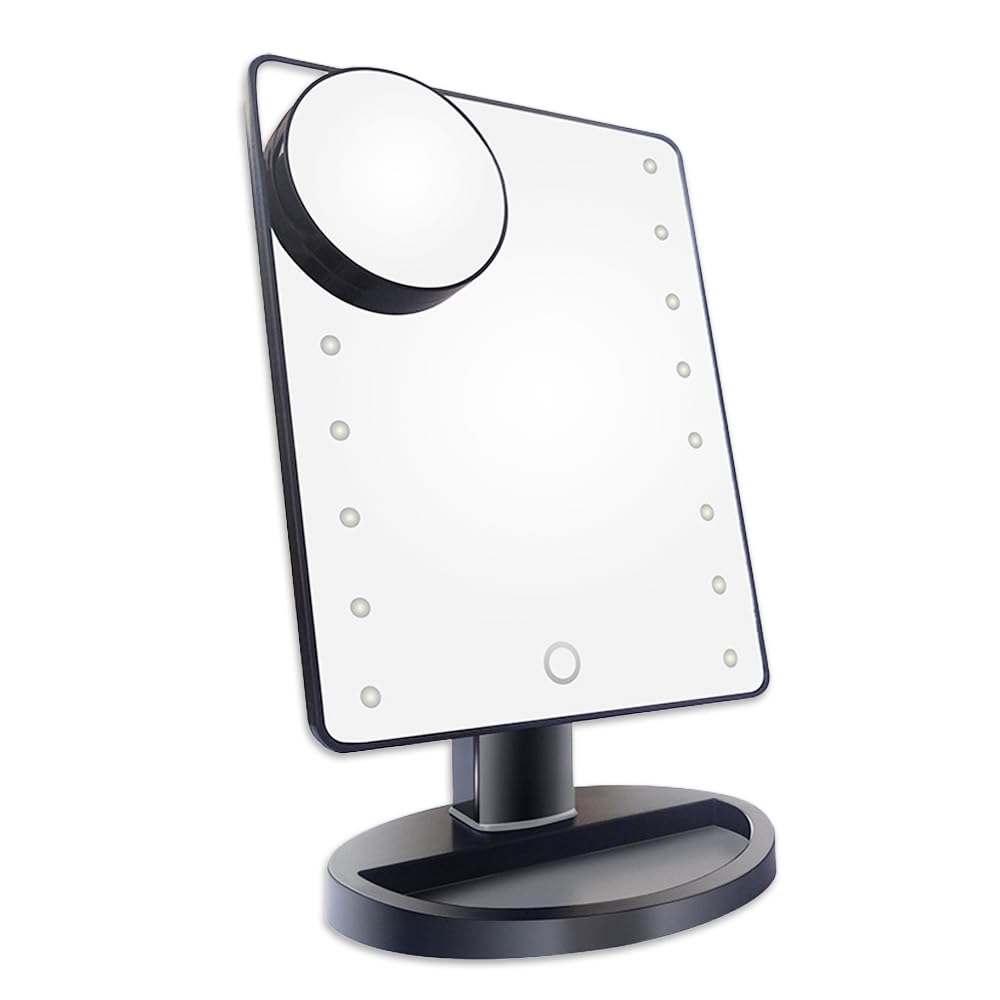 

Nicheez Светодиодное Зеркало для Макияжа Актрисы Питание от USB Портативное Настольное Увеличительное Зеркало Зеркало, Зеркало, Питание от Батареек, 2 способа питания, Подставка, (черный) чёрный