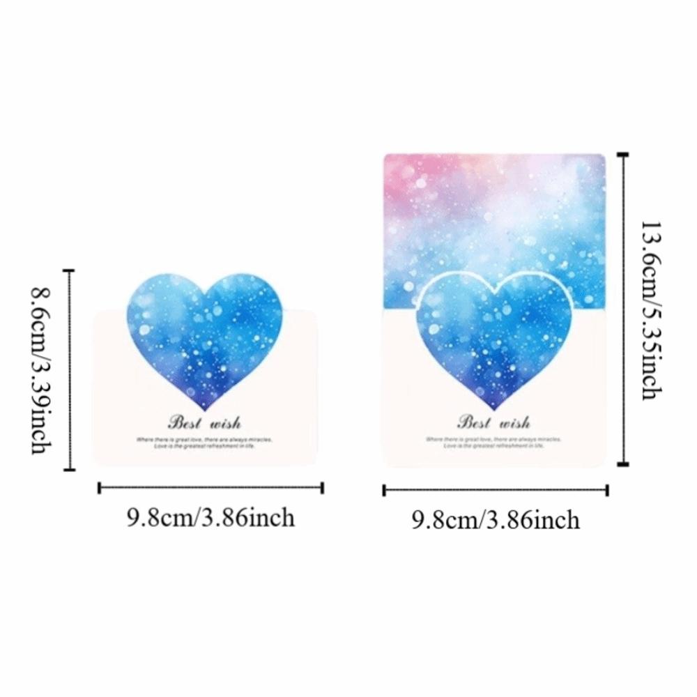 100pcs 3D Starry Sky Heart Greeting Cards Paper Romantic Valentines Day Card Folding Best Wish Thank You Letter Graduation Gift