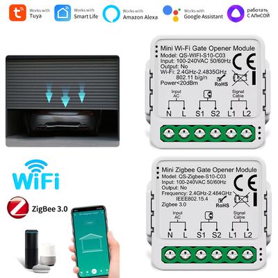 Tuya WiFi Zigbee Smart Garage Door Opener Controller 110V 240V Motorized Voice Control Gate Opener Module for Smart Life