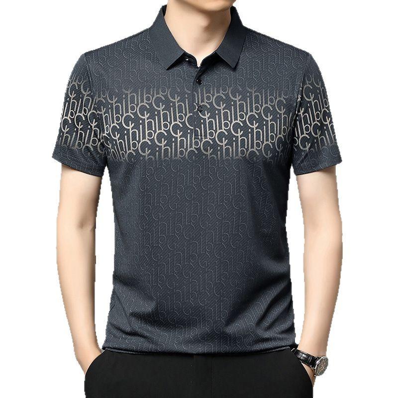 Men's Business Casual Short Sleeved Printed Polo Shirt Fashionable Breathable Comfortable and Versatile Top