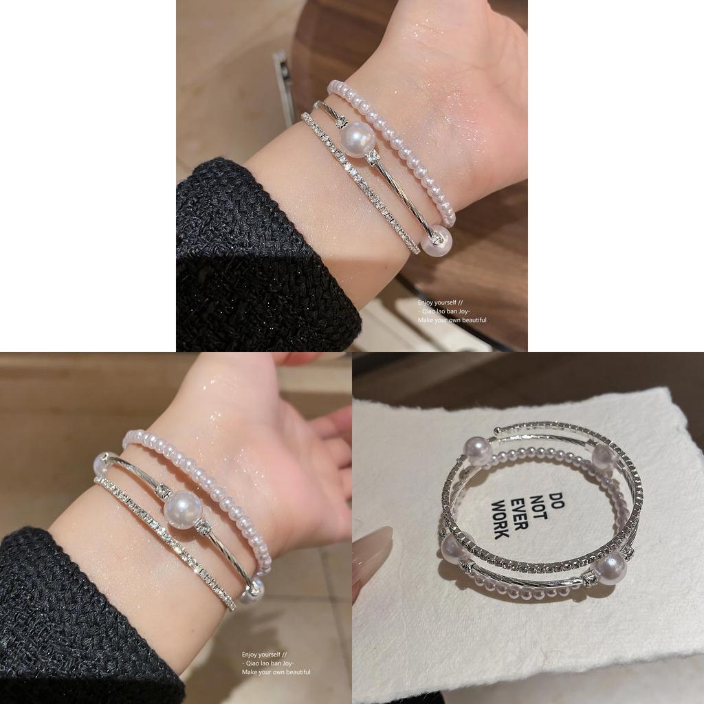 French Pearl Bracelet With Rhinestone Embellishments For Elegant Fashion Accessories