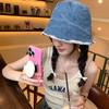 Fashion Vintage Bucket Hat for Women Solid Color Foldable Washed Cotton Wide Brim Sunshade Panama Cap Girls Casual Outdoor Hat
