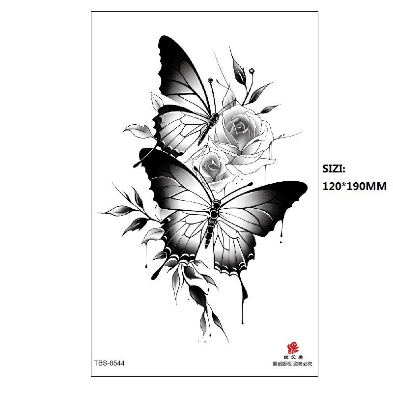 Black Butterfly Owl Sunflower Set Water Transfer Simulation Temporary Tattoo Sticker