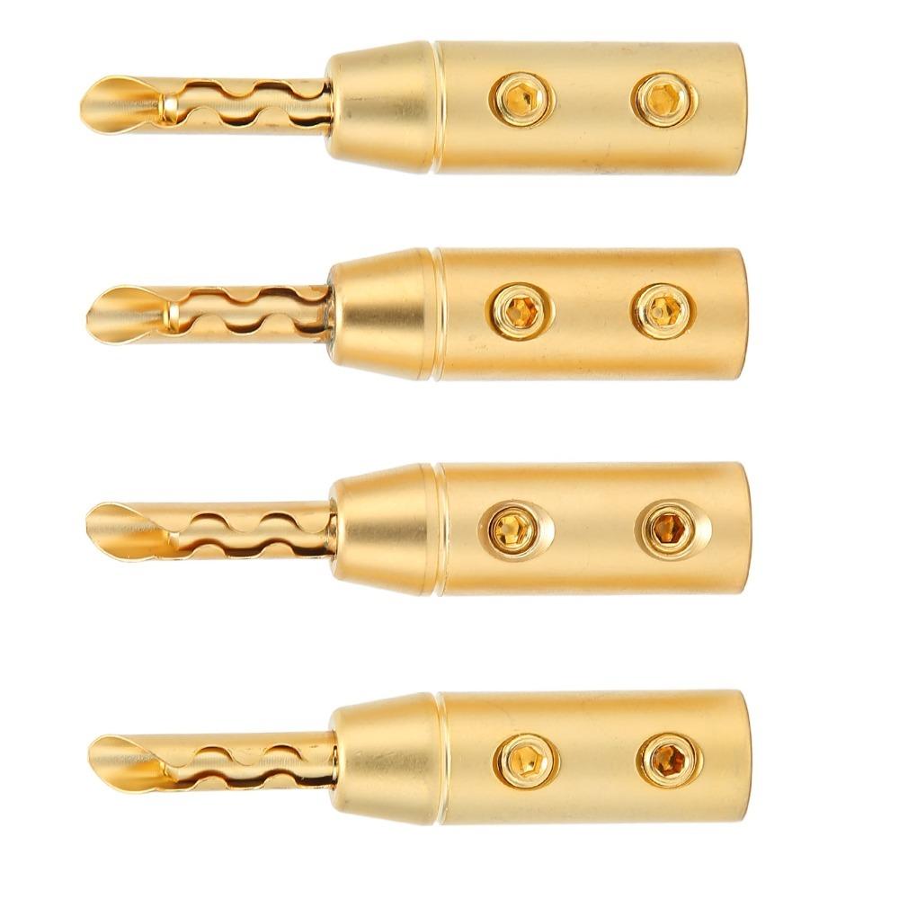 4PCS Double Screw BFA Banana Plug Gold Plated Open Screw Banana Plugs For Audio Video Receiver