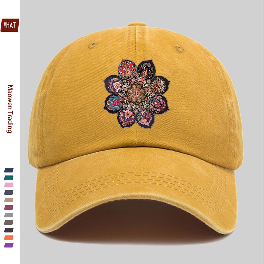 Pc Vintage Paisley Mandala Print Baseball Cap for Women  Men  Adjustable Trucker Hat with Buckle Strap Lightweight Suitable