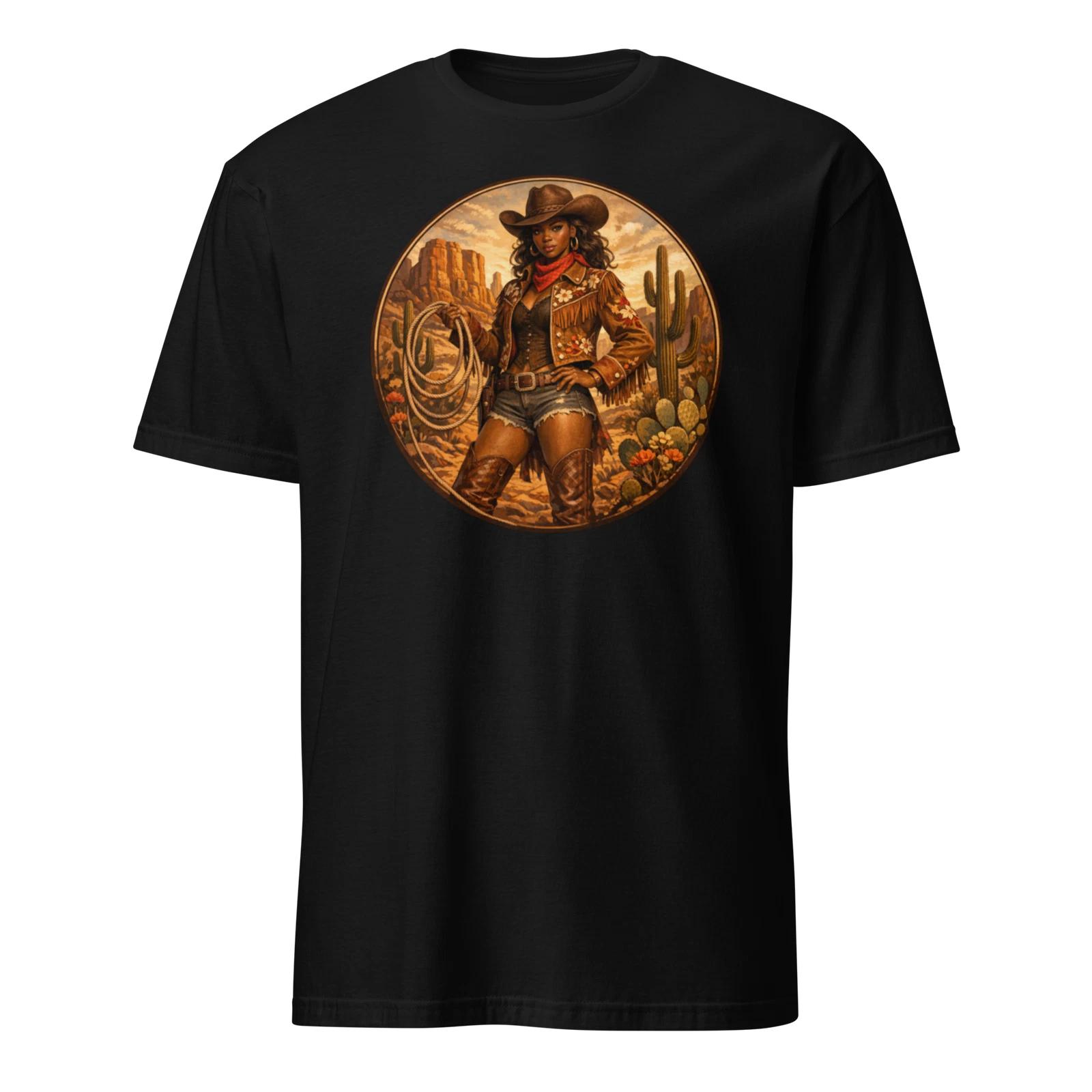 Cowgirl Unisex T-Shirt, desert rodeo horse western wild west mountains riding XXL