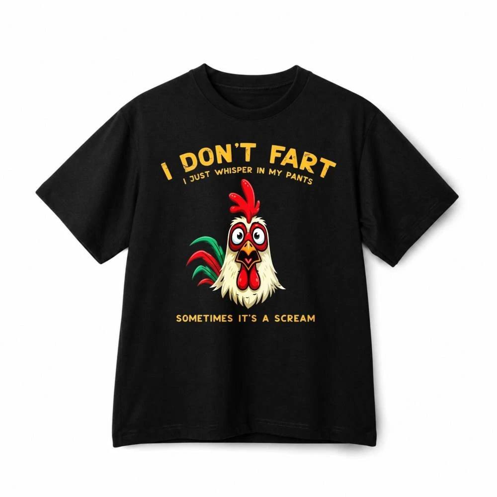 I Don t Fart Funny Rooster Humor Casual Retro Graphic Cotton T‑Shirt Unisex 4XL