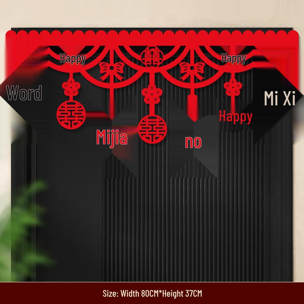 Wedding Room Décor Set: Double Happiness Door Stickers & Curtain Ornaments