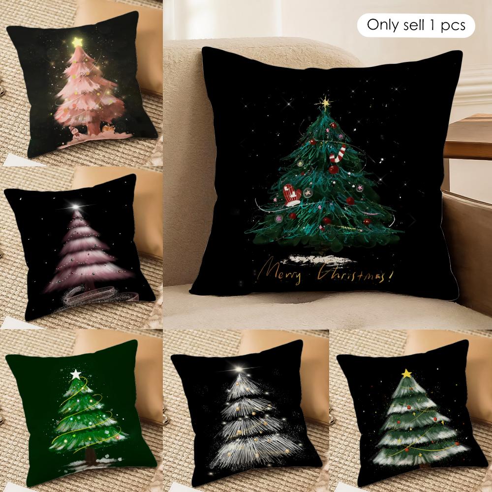 Happy Adults Toys Unisex Merry Christmas Printed Cushion Cover Silky Short Plush Invisible Zipper Dustproof Sofa Pillow Case For Home Decor