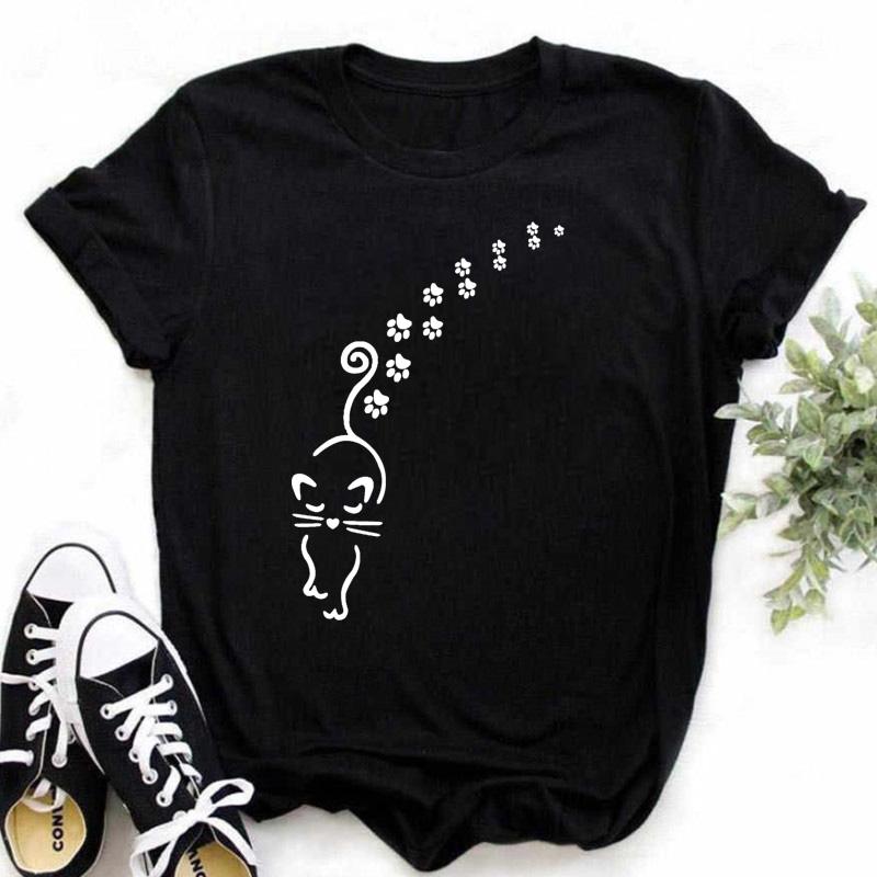 Tricou cu Imprimeu Labe de Câine Maycaur Tricou Amuzant pentru Femei Tricouri Largi de Vară Estetică Harajuku Topuri Negre Haine Casual pentru Femei