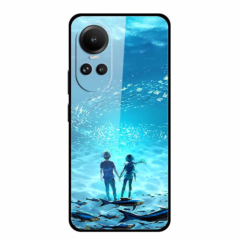 Tempered Glass Case For Oppo Reno10 Pro Cover Reno 10 5G Fashion Hard Back Cover for Oppo Reno 10 Pro 5G Reno105G Case Lion Capa