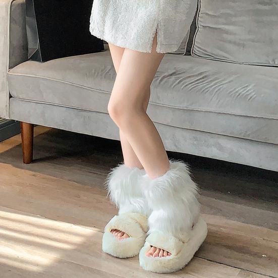 Fuzzy Leg Warmers Women Knee Length Faux Fur Leg Warmers Winter Long Boots Shoes Cuff Cover for Girls Street Party Daily Wear