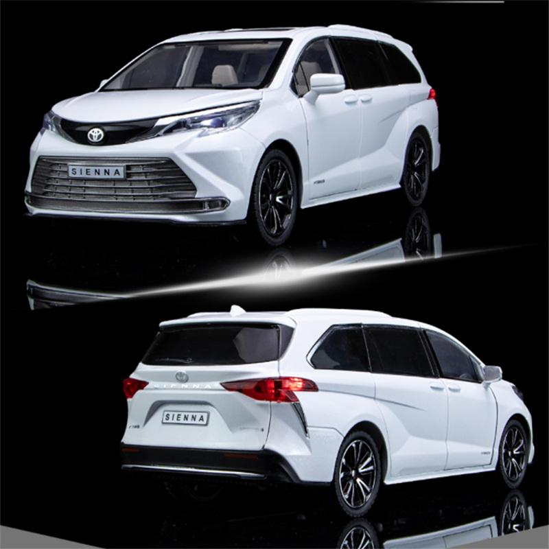 1/24 TOYOTA Sienna MPV Alloy Car Model Diecast Metal Vehicles Car Model High Simulation Sound and Light Collection Kids Toy Gift