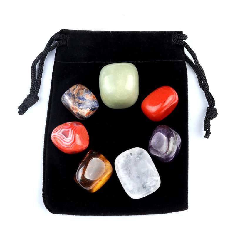 1536-Natürliches Achatkristall Chakra Steine Set: Unregelmäßige mehrfarbige Yoga-Steine (7-8 Stück)