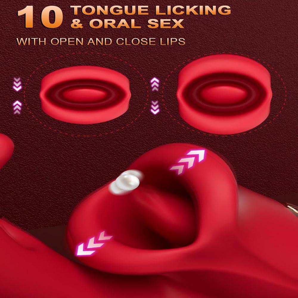 Female Sucking Tongue Licking Dildo Vibrator Clitoris Nipple G-spot Pussy Stimulator Vagina Anal Masturbator Sex Toys Silicone Telescopic Massager
