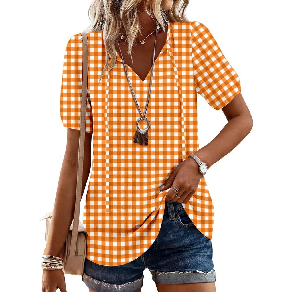 Women's Fashion Casual Checkered Print Top