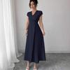2025 Summer European & American Women's Pleated Casual Sexy Waist Dress
