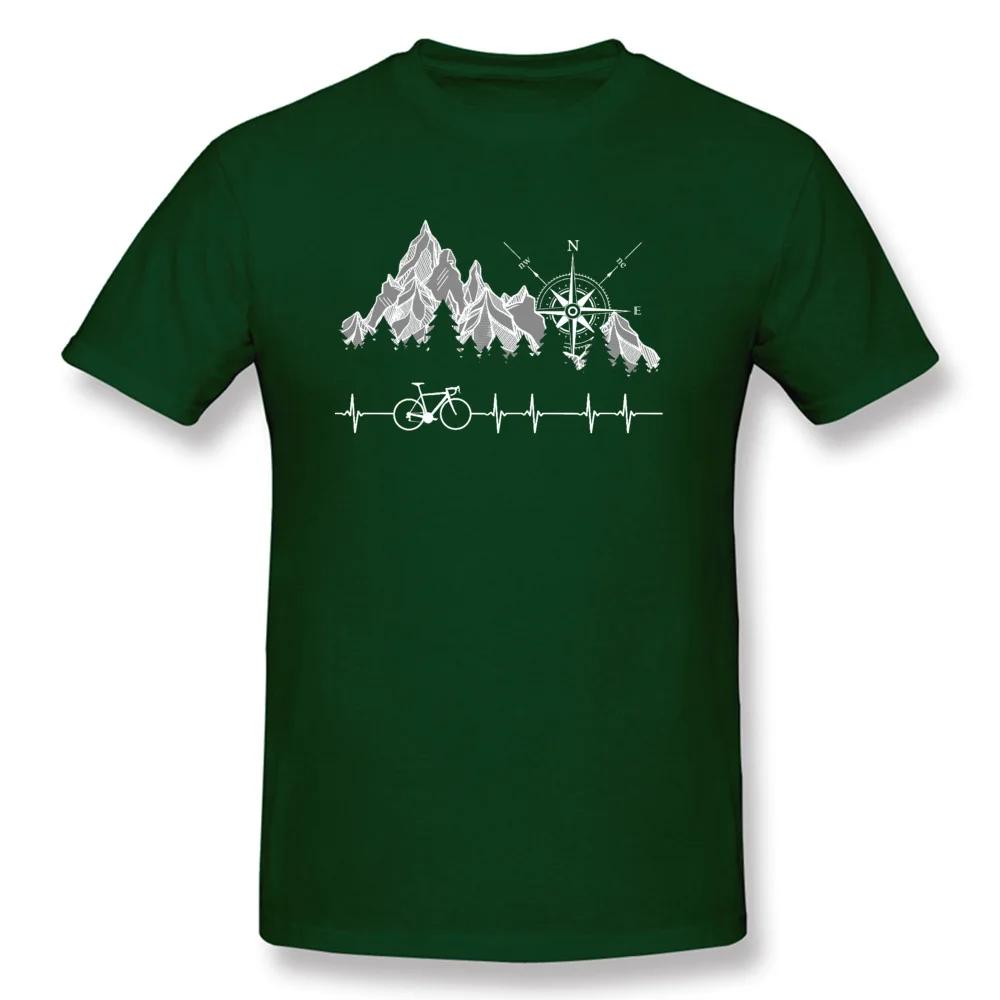 Cycle Life Heartbeat Biker Tshirt Mountain Forest Hiking Printed Tops & Tees Compass Bike Casual Funny T-shirts 100% Cotton