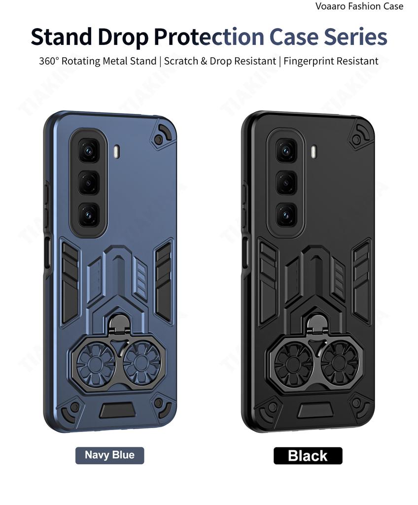 Dual Finger Ring Armor Cover for Infinix Hot 50 Pro Plus 4G Case Rotate Metal Bracket Kickstand Holder Case Shockproof Full Capa