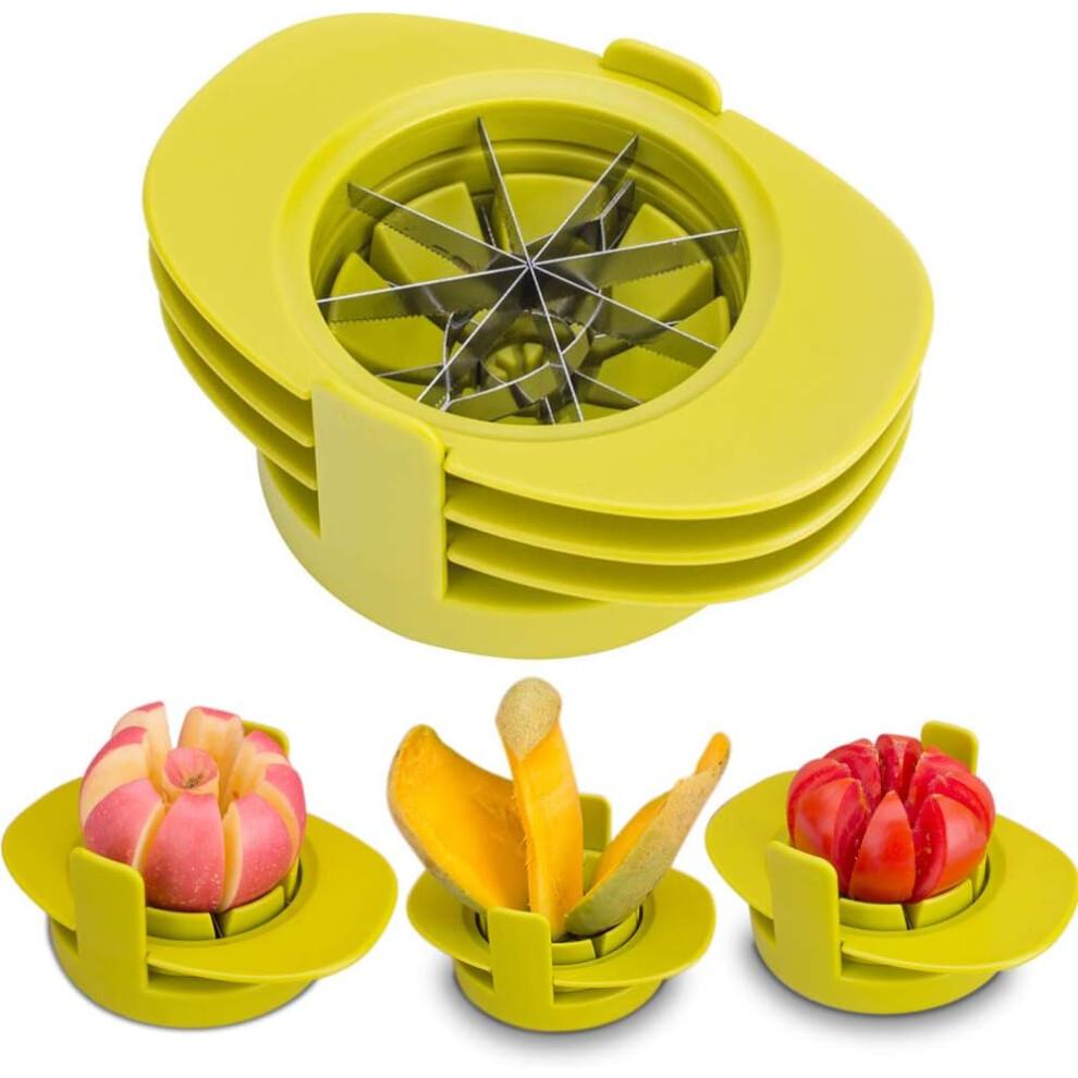 Kitchen Hero, Stainless Steel Heavy Duty Fruit Slicer For Apples, Pears, Mangoes, Tomatoes And More, Featuring Safety Cover And Dishwasher Safe