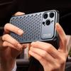 Phone Case for iPhone 15 Pro Honeycomb Texture Aluminum Alloy+TPU Cell Phone Cover