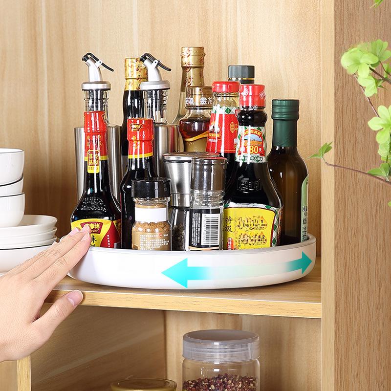 Yikeke Kitchen Rotating Rack: Multi-Function Countertop Tray for Seasonings, Soy Sauce, and Fruit Storage.