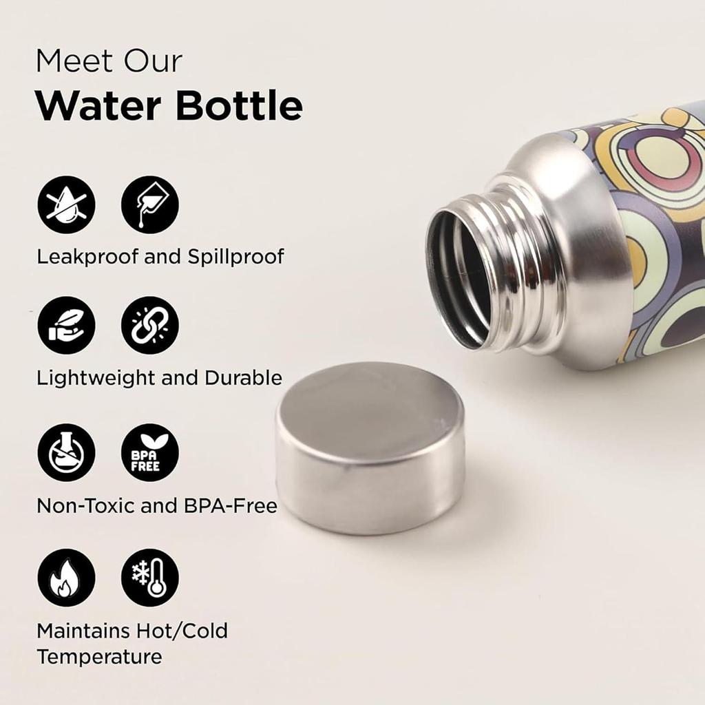 1litrová nerezová láhev na vodu | Do lednice/posilovny/kanceláře a pro školní děti | Cestovní láhev pro muže a ženy - S potiskem