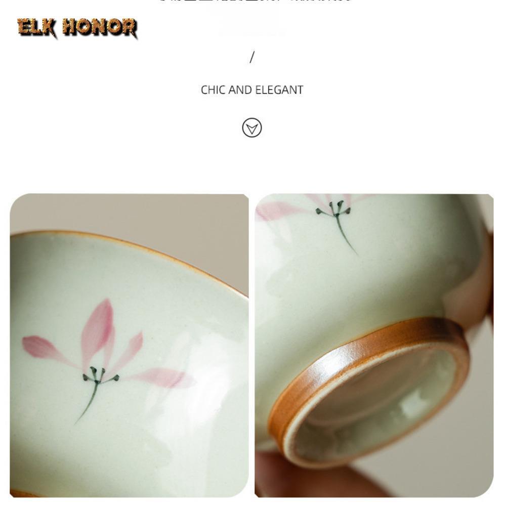 2 Stück/Set Rein handbemalt Rosa Orchidee Teetasse Pflanze Asche Druck Handbecher Puer Teeschale Verbrühschutz Meistertasse Chazhan Teeset 75ml