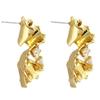 Exaggerated Minimalist Zircon Metal Earrings - European & American Style