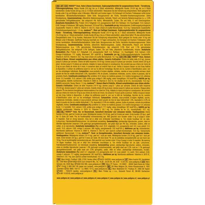 PEDIGREE Mega Box Mix Récompenses Rodeo Et Jumbone - Pour Chien - 780 G