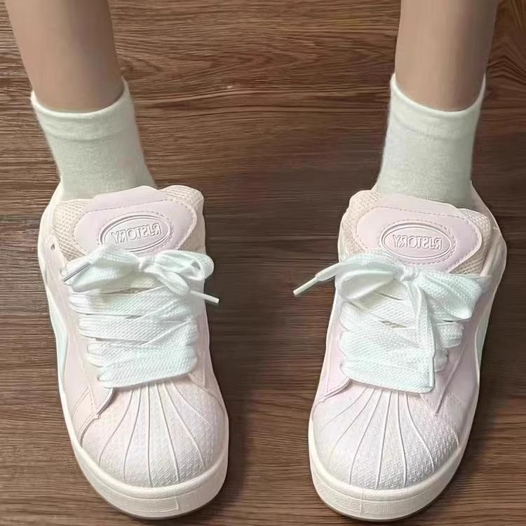 Pink shell head bread shoes women's ins2025 spring and autumn versatile student casual versatile retro sports board shoes