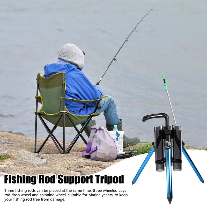 Tripod Fishing Rod Holders Portable Luya Fishing Pole Support Aluminum Alloy 3 Fishing Rods Rack Organizer For Fishing Accessory