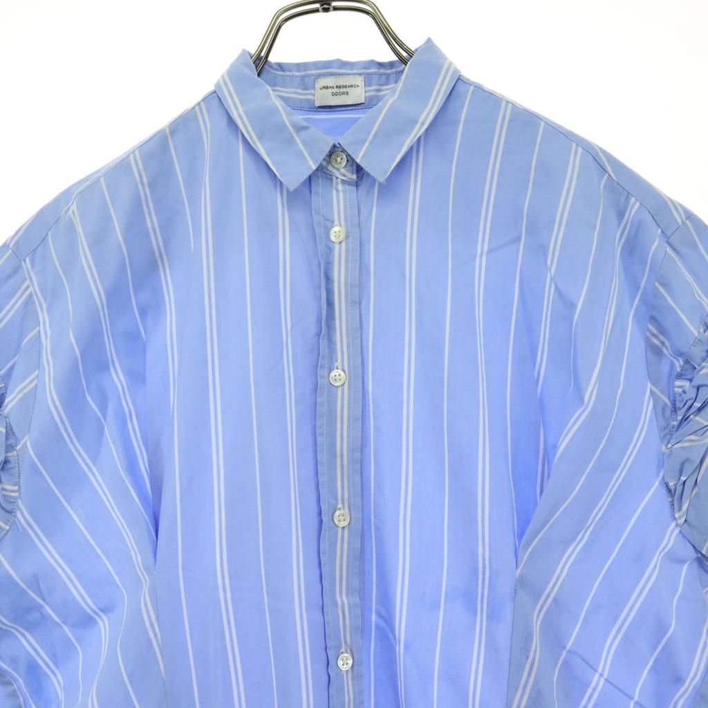 URBAN RESEARCH DOORS Striped Pattern Short Sleeve Shirt Dress Blue Women Used