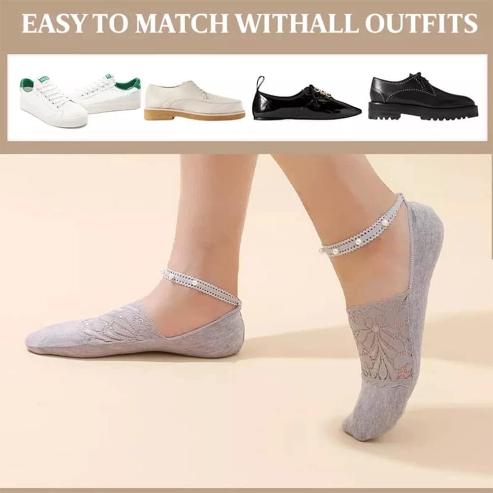 1 4 Pair Thin Pearl Lace Socks Ladies Beaded Lace Socks Ankle Socks Cute Mesh Transparent Lace Liner Socks Invisible