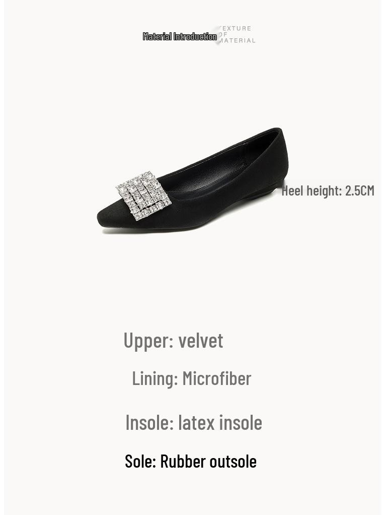 Spring 2025 Rhinestone Pointed-Toe Chunky Heel Loafers for Women