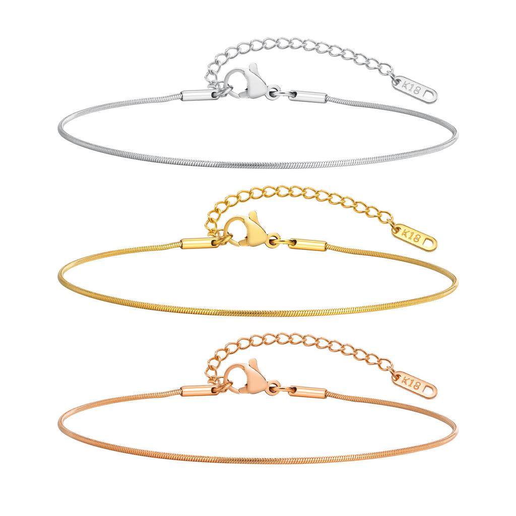 Stainless Steel Snake Chain Anklet Bracelets for Women, Waterproof Foot Chain Anklets Gold Plated, Summer Beach Jewelry