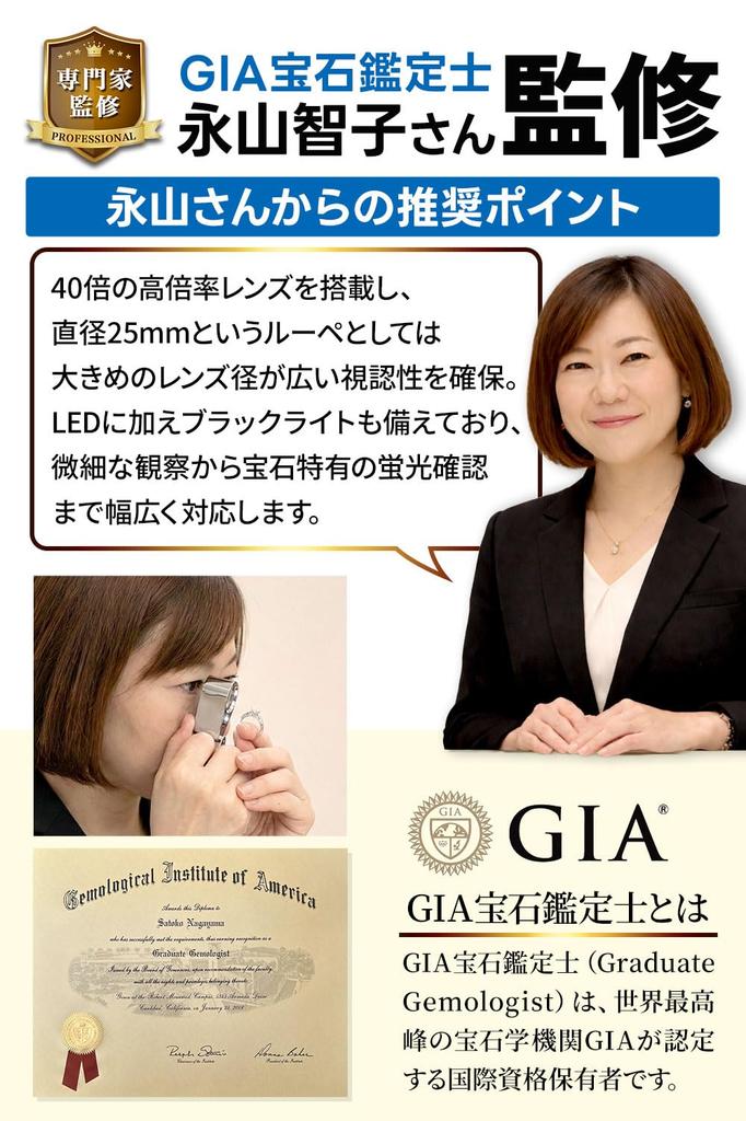 by a Jewelry Loupe for Gem Appraisal LED Glass Loupe [Supervised Gemologist] [40x Magnification] Light/Magnifying