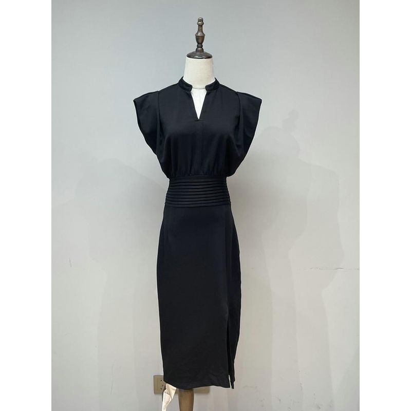 Fall 2024 New Arrival Big Female Owner Minimalist Socialite Style Black Dress Waist-Tight Elegant Little Black Dress