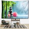 Tapiserie Agățată de Perete Piatră de Lotus și Pădure de Bambus Boem Peisaj Natural Artă Minimalistă Living Dormitor Decor Acasă