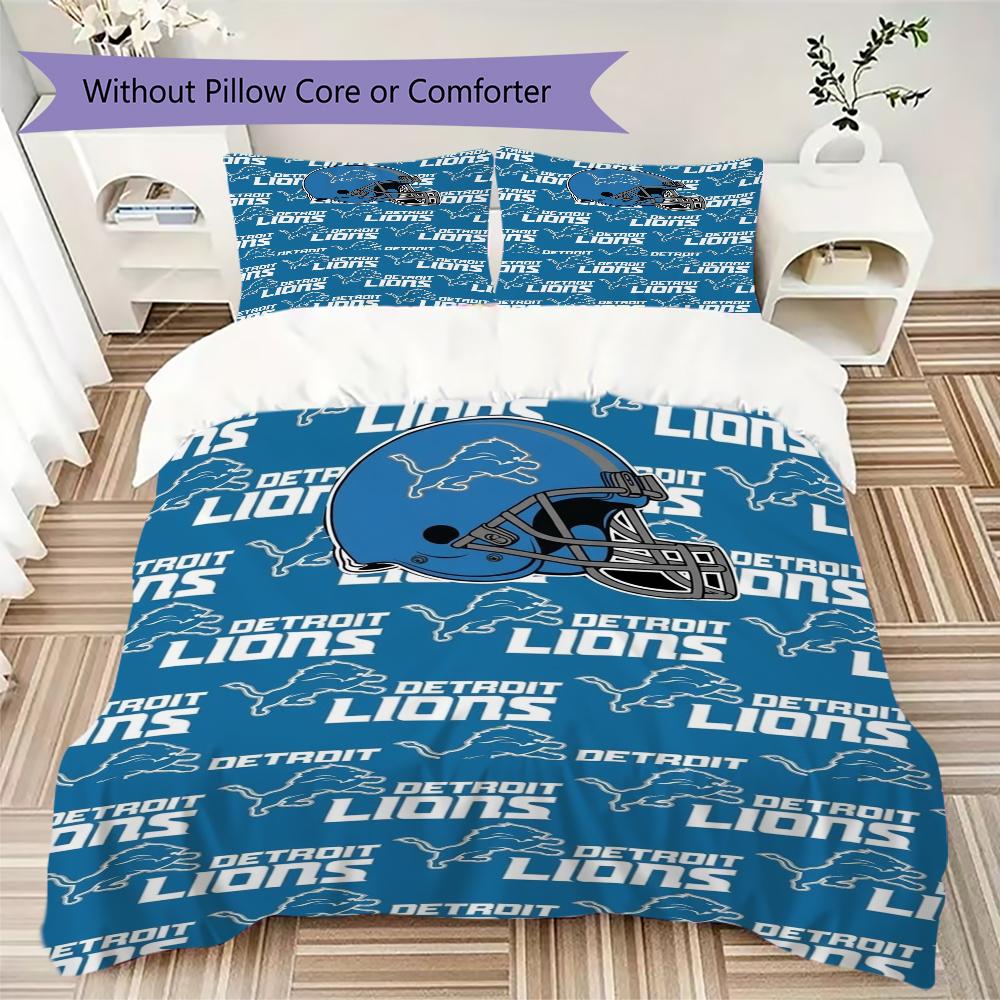 Detroit Lions Pattern Bedding uilt Set uilt Cover Pillowcase Home Decoration Birthday Gift (1*duvet cover + 2*pillowcase without core)