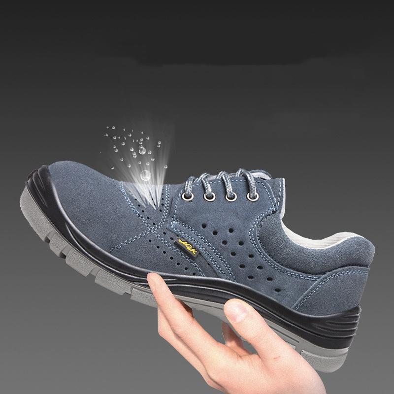 plus size men's leisure breathable summer steel toe caps work safety shoes cow suede leather security shoe worker safe boots man