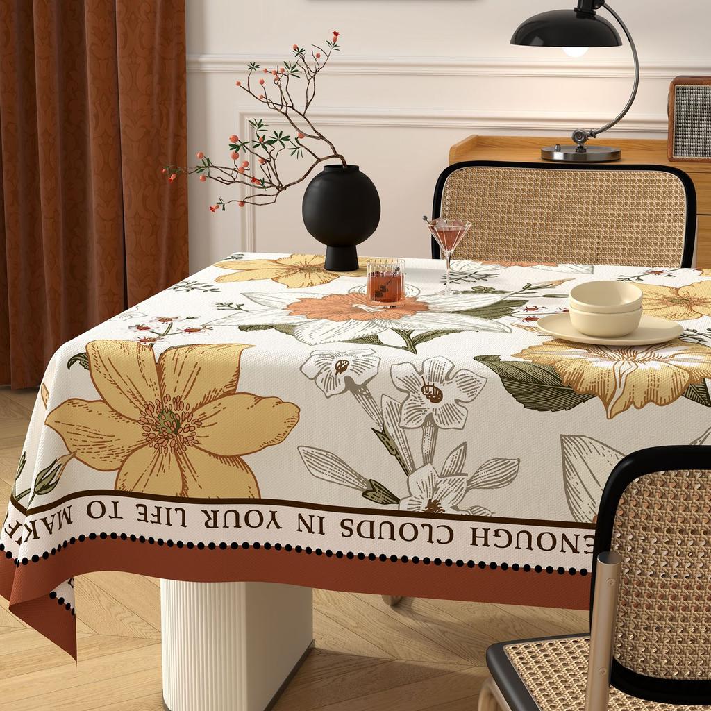Dining Table Tablecloth Leave-In Oil-Proof, Waterproof And Anti-Scalding Rectangular Dining Table Cloth High-End Coffee Table Tablecloth Protective