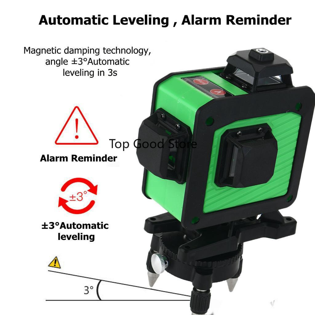 3D 12 Lines Laser Level Self-Leveling 360 Horizontal And Vertical Cross Super Powerful Green Laser Beam Line Measurement Tools