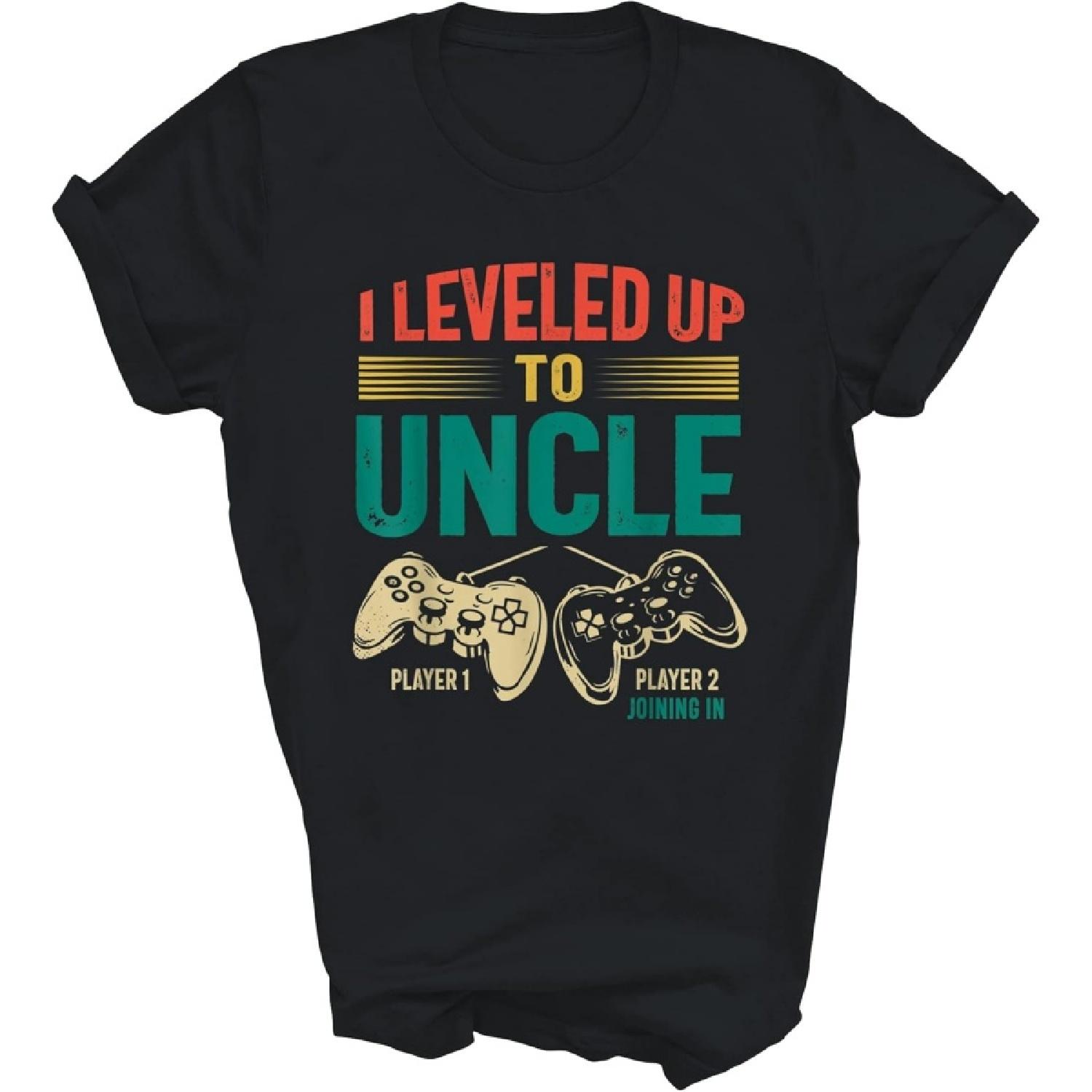MPSstudio Mens I Leveled Up to Uncle 2023 New Uncle Gamer Promoted to Uncle Unisex Shirt Gift Women Men S
