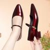 Patent Leather Pointed-toe Mary Jane Shoes, Women's Low-cut Shoes with A Single Buckle, Retro Style, Spring and Summer Single Shoes