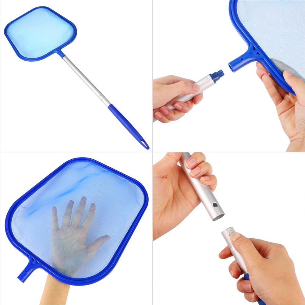 Swimming Pool Skimmer Net With 5 Section Aluminum Telescopic Pole Debris Leaf Pickup Removal Pond Cleaning Tool
